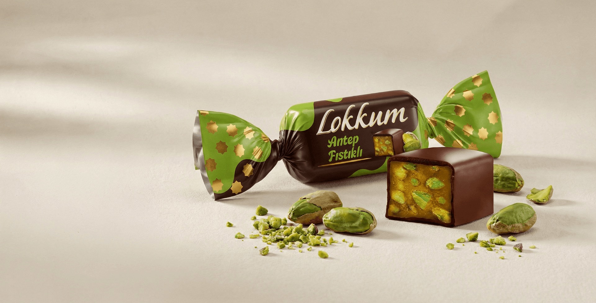 Sütlü Çikolata Kaplı Fıstıklı Lokum